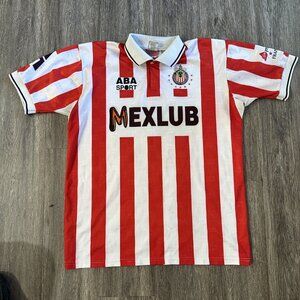 Vintage ABA Sport 90s Chivas Guadalajara Red White Stripe Sports Jersey Size XL